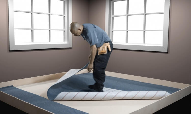 Instalação de carpete em rolo