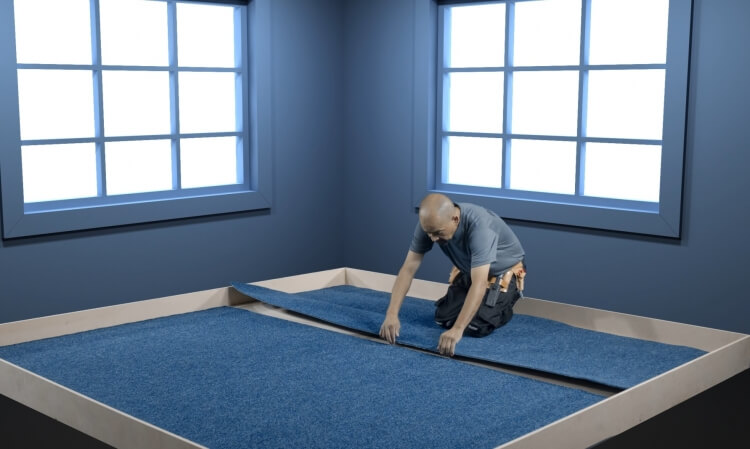 Instalação de carpete agulhado